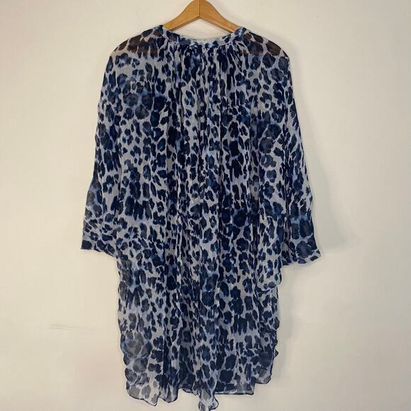 Diane Von Furstenberg Silk Blue Fleurette Leopard Print Dress Size 4 Lightweight - Picture 11 of 16